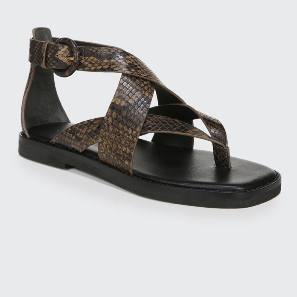 NEW Vince Morris Snake-Print Strappy Thong Sandals